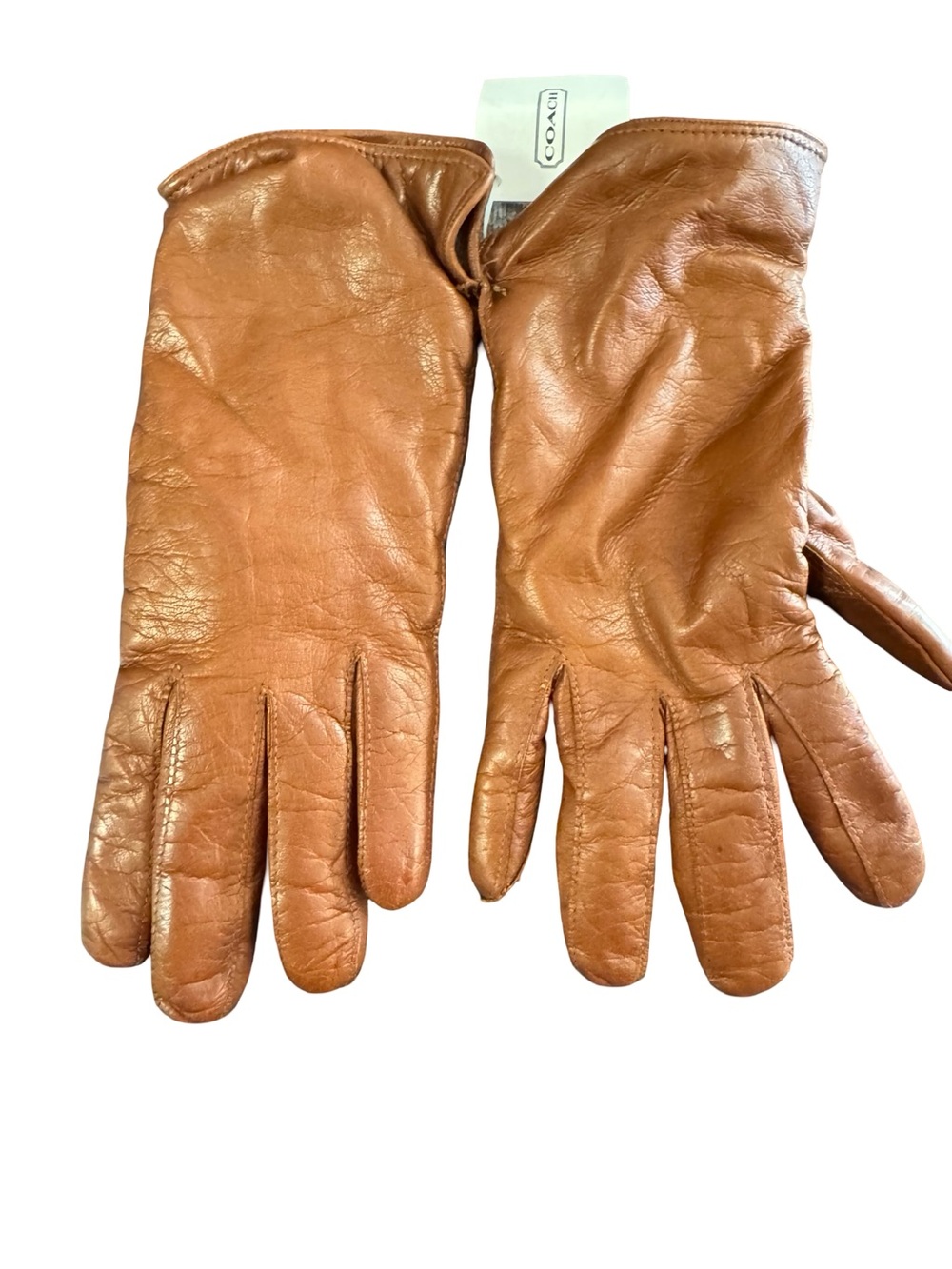 111 / Coach Womenโs Brown Cashmere Lined Gloves Size 7 NWT